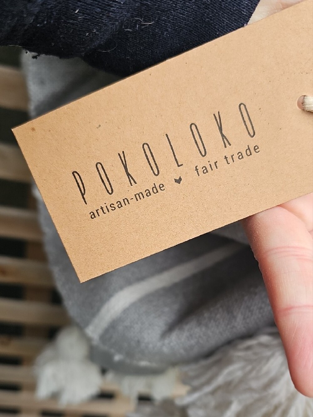 Gray Striped Tassel Queen Pom Pom  Blanket - Picture 4 of 9